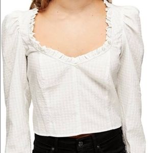 Topshop | NWT Prairie Crop Top Gingham Plaid Ivory Size 2